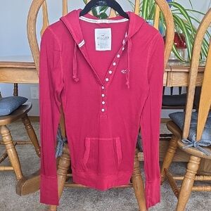Hollister Women's Crimson Button-Up Hoodie
